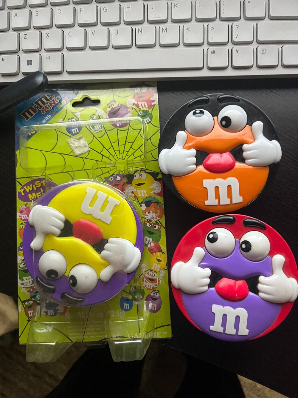 M&M's Minis Toys with Candy Dispenser Yellow Purple Black Set